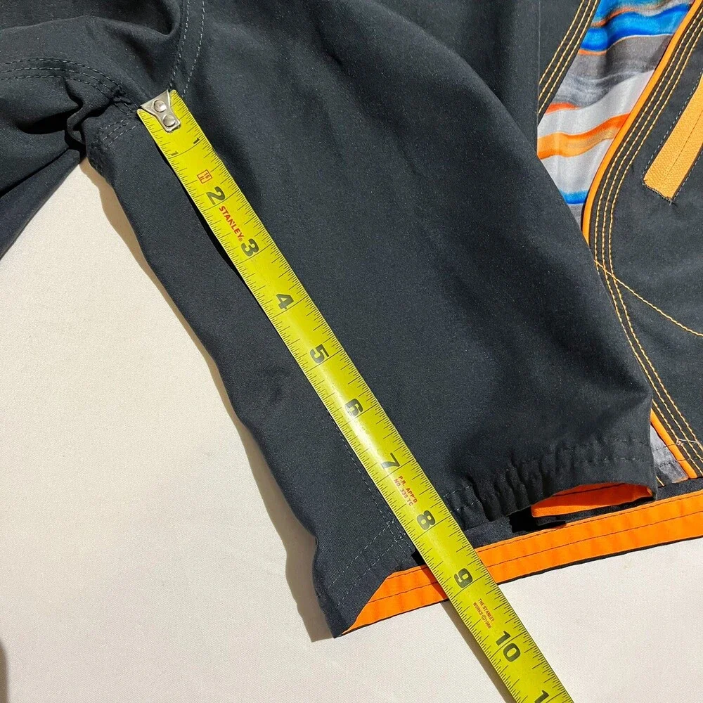 Nike Mens Board Swim Trunks Pockets Lined Shorts Athletic Black Orange M